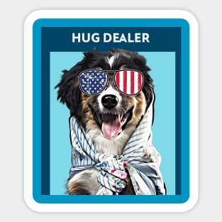 Hug Dealer (dog with patriotic sunglasses) Sticker